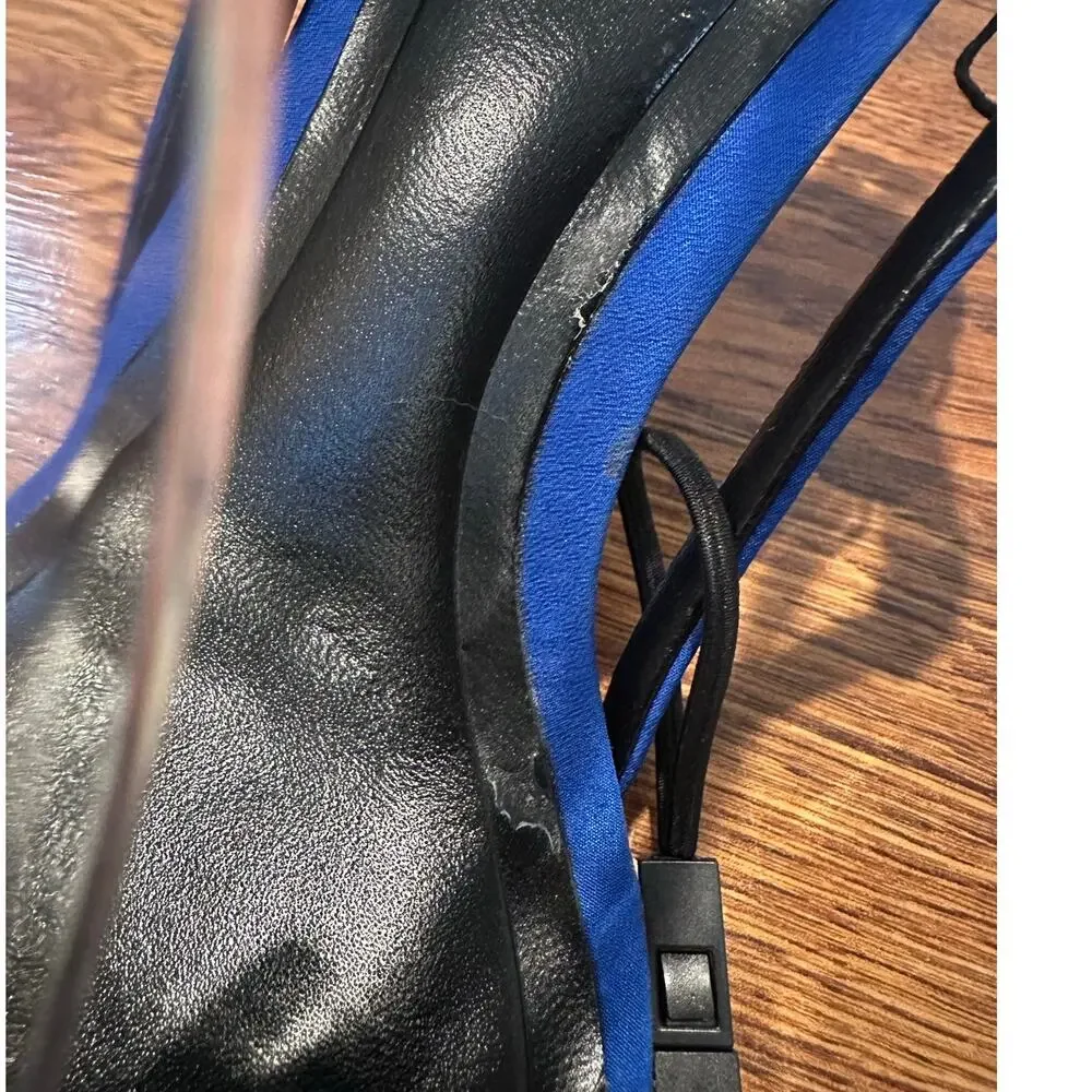 Zara Square Toe Strappy Slingback Heels Women’s 40 Cobalt Blue Sandals NWOB